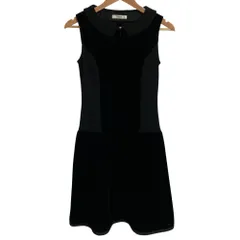 美品 Rene ルネ サイドリブ ベロア ワンピース 36サイズ ブラック レディース 古着 中古 USED