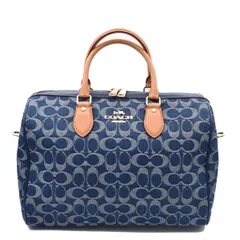 COACH コーチ ハンドバッグ ボストンバッグ シグネチャー デニム ネイビー レザー 02BS390