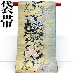 【着物と帯 時流】F241042s◇正絹 袋帯◇鳥 椿 牡丹 梅 楓 美品 六通