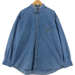 古着 90~年代 トミーヒルフィガー TOMMY HILFIGER 長袖 ボタンダウンデニムシャツ メンズXL相当/eaa531274