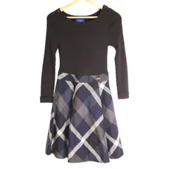 ブルーレーベルクレストブリッジ ワンピース サイズ36 S レディース - 黒×ネイビー×グレー 長袖/ひざ丈/チェック柄