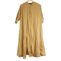 mizuiro  ind(ミズイロインド) ワンピース レディース - ライトブラウン 七分袖/ロング/シャツワンピ