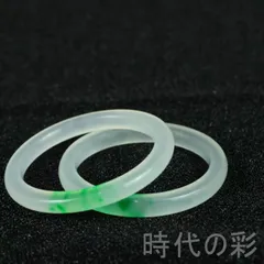 中国古美術 完美高氷種翡翠 方条バングル 精巧手彫 無傷透明石 水頭