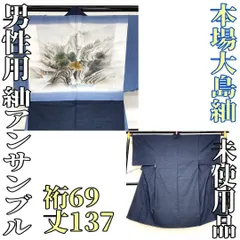 【着物と帯 時流】M241027s◇正絹 男性用アンサンブル◇本場大島紬 未使用