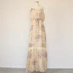 古着 総柄 花柄 マキシ丈 レース キャミソールワンピース レディースS相当/eaa562394