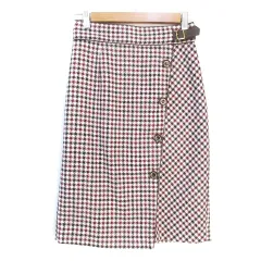 アプワイザーリッシェ Apuweiser-riche タイトスカート ミモレ丈 千鳥格子柄 ギンガムチェック柄 マルチカラー 2 M 白 赤 ホワイト レッド /FF42
