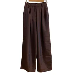 美品 CLANE クラネ GLOSS WEAVE TUCK PANTS サテン タック ワイドパンツ スラックス 19110-7111 サイズ1 レッド レディース 古着 中古 USED