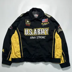 00’s〜 U.S. ARMY レーシングジャケット コットンシェル ブラック×イエロー L ライニング付 U.S. Army モータースポーツ