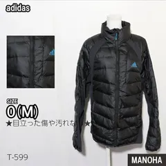 【T-599】adidas アディダス ダウンジャケット 長袖 アウター スポーツミックス ストリートコーデ ブラックアウター 防寒着 古着