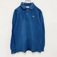 古着 used　LACOSTE　ラコステ　長袖ポロシャツ　刺繍ロゴ　紺　ネイビー　Sサイズ