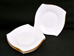 NARUMI(ナルミ) フォルテ ゴールドライン スクエアデザート皿 18cm 4枚