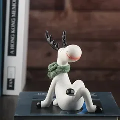 新品 手作りレジン製クリスマストナカイフィギュア - ホリデーシーズンにぴったりのかわいい装飾