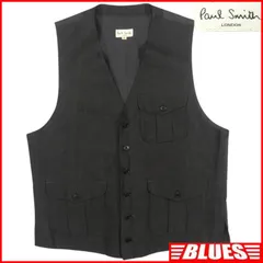 Paul Smith ポールスミス ベスト ジレ グレー 古着 メンズ 麻 リネン F フリーサイズ 日本製 ベストサイズL一覧←SEULB屋着古← TY4300