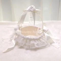 【新品?未使用】かご ウェディング 花かご ホワイト 白 レース 子供 結婚式 フラワーガール リングボーイ 花びら入れ 指輪用 リングピロー 