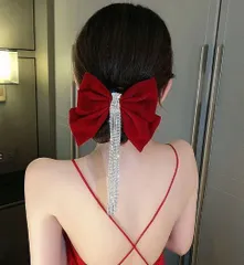 ヘアアクセサリー バレッタ?大きいリボン?キラキラ クリスマスドレス 高級感 夜用 結婚式 発表会 入学式 卒業式 卒園式 演出パーティー 成