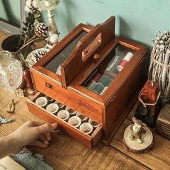 レトロ ヴィンテージ 脚付き ソーイングボックス 裁縫箱 - メルカリ