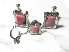 天然石 ロードナイトタイピン・カフスボタンセット　　260101039