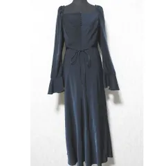 美品 24AW FRAY I.D フレイアイディー パフスリーブデコルテワンピース スクエアネック ロングドレス FWFO244115 1 ネイビー レディース 古着 中古 USED