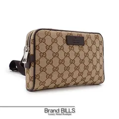未使用品 GUCCI グッチ GGキャンバス ボディバッグ ウエストバッグ 449174 ベージュ ブラウン シルバー金具 ユニセックス