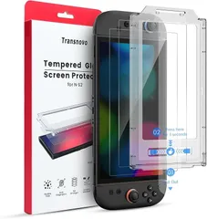 TRANSNOVO 2枚+専用ガイド枠付きSwitch 2対応保護画面ガラスフィルム ニンテンドースイッチ2用 強化ガラス 9H硬度 高感度タッチ 貼り付けガイド付き 気泡・キズ防止 高耐久 撥水撥油 (高感度,  2枚)