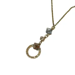 美品 SWAROVSKI スワロフスキー クリスタルキューブ パヴェサークル ペンダント チェーン ネックレス アクセサリー ゴールドカラー レディース 古着 中古 USED