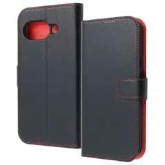 GooglePixel9a ケース 手帳型 ブラック レッド 耐衝撃 傷に強い 頑丈 丈夫 強い シンプル カード 収納 ポケット ストラップホール 付 スタンド 機能 マグネット ベルト グーグル ピクセル 【ゆうパケットにて発送】【一週間以内発送】