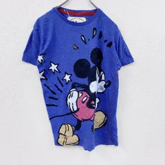 古着 used　Disney　ディズニー　ミッキーマウス　半袖プリントTシャツ　青　ブルー　Mサイズ