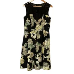 美品 GRACE CONTINENTAL グレースコンチネンタル テープ刺繍チュールワンピース サイズ34 ブラック レディース 古着 中古 USED