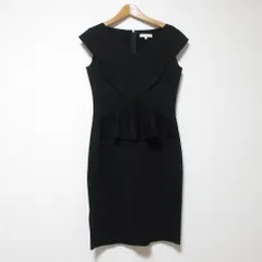 美品 EPOCA エポカ クロスデザイン ノースリーブ ニットドレス ひざ丈 ワンピース 40 ブラック レディース 古着 中古 USED