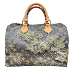 LOUIS VUITTON 希少 美品 ルイヴィトン モノグラム ダンテェル スピーディ30 オール ミニボストン ハンドバッグ M95397 PVC レザー SP0097 ブラウン ゴールド フラワー レース ヴィトン LV ABランク 中古 鑑定済
