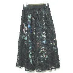 美品 ScoLar スカラー レイヤード レース刺繍ロングスカート サイズM ブラック レディース 古着 中古 USED