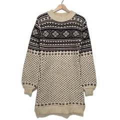 D&G(ディーアンドジー) ワンピース サイズ38 S レディース - アイボリー×ダークブラウン ハイネック/長袖/ひざ丈/ニット