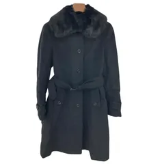 186005 BURBERRY バーバリー ロングコート 40 ブラック アンゴラ/ウール レディース