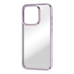 iPhone 14 Pro クリア スマホ ケース カバー メタリック フレーム クリア ラベンダー 透明 傷に強い 耐衝撃 頑丈 丈夫 ストラップホール 付 【定形外郵便にて発送】【一週間以内発送】