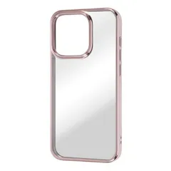 iPhone 14 Pro クリア スマホ ケース カバー メタリック フレーム クリア ピンク 透明 傷に強い 耐衝撃 頑丈 丈夫 ストラップホール 付 【定形外郵便にて発送】【一週間以内発送】