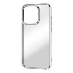 iPhone 14 Pro クリア スマホ ケース カバー メタリック フレーム クリア シルバー 透明 傷に強い 耐衝撃 頑丈 丈夫 ストラップホール 付 【定形外郵便にて発送】【一週間以内発送】