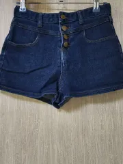インディゴデニム ハーフパンツ ボタン ショートパンツ s