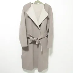 美品 green label relaxing グリーンレーベルリラクシング ユナイテッドアローズ KF リバーノーカラーコート 36 ベージュ×グレージュ レディース 古着 中古 USED