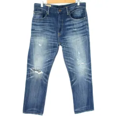 美品 POLO RALPH LAUREN ポロラルフローレン SUTTON BOYFRIEND ダメージ加工 デニムパンツ ジーンズ W28 インディゴブルー レディース 古着 中古 USED