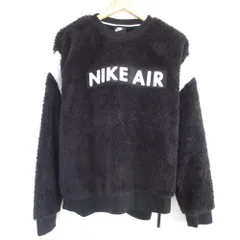 美品 NIKE ナイキ エア シーズナル クルー スウェット ボックスロゴ フリース ボア プルオーバー トップス M ブラック メンズ 古着 中古 USED