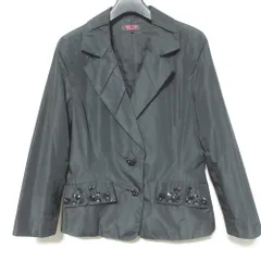 美品 YUKI TORII ユキトリイ ビジュー シングル テーラードジャケット 40 ブラック レディース 古着 中古 USED