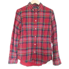 美品 POLO RALPH LAUREN ポロラルフローレン チェック柄 長袖 ボタンダウン ダブルガーゼシャツ XL レッド キッズ 古着 中古 USED