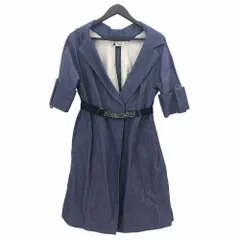 美品 leur logette ルールロジェット ビジューベルト シャンブレー ガウンコート 1 ブルー レディース 古着 中古 USED