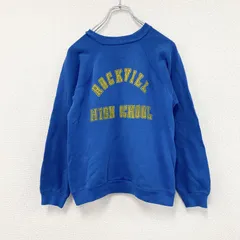 古着 used　80s　Hanes　ヘインズ　スウェット/トレーナー　ラグランスリーブ　アーチプリント　青　ブルー　Lサイズ