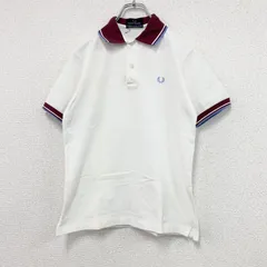 古着 used　FRED PERRY　フレッドペリー　半袖ポロシャツ　刺繍ロゴ　白　ホワイト　Sサイズ