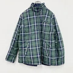 古着 used　CROCODILE　中綿ジャケット　リバーシブル　キルティング　チェック柄　紺　ネイビー　Fサイズ