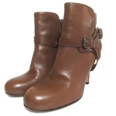 美品 PELLICO ペリーコ レザー ベルト ハイヒール ブーティー アンクルブーツ ショートブーツ 36サイズ 23cm相当 ブラウン レディース 古着 中古 USED