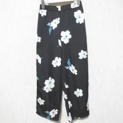 美品 BEAUTY&YOUTH ビューティー&ユース ユナイテッドアローズ フラワープリント イージーワイドパンツ 1614-162-5561 S ブラック レディース 古着 中古 USED