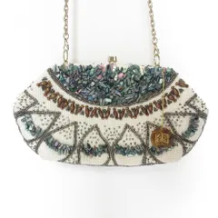 良品 GALLARDAGALANTE ガリャルダガランテ ビーズ ビジュー がま口 チェーン ショルダーバッグ クラッチバッグ マルチカラー レディース 古着 中古 USED