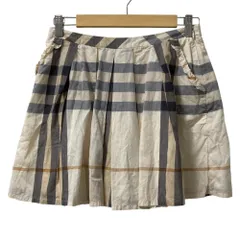 美品 BURBERRY バーバリー チェック柄 フレア ミニスカート キッズサイズ 14Y 156cm ベージュ系 キッズ 古着 中古 USED